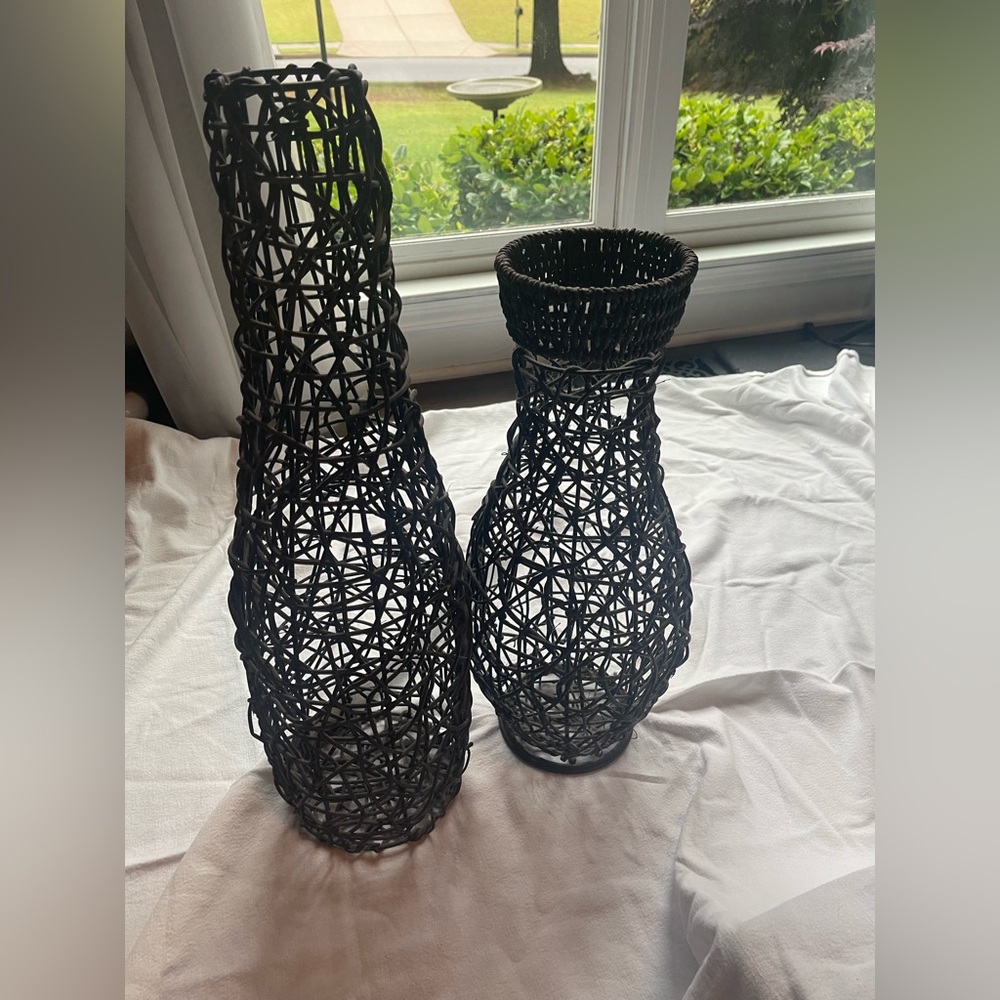 Brown Intricate Woven Vases